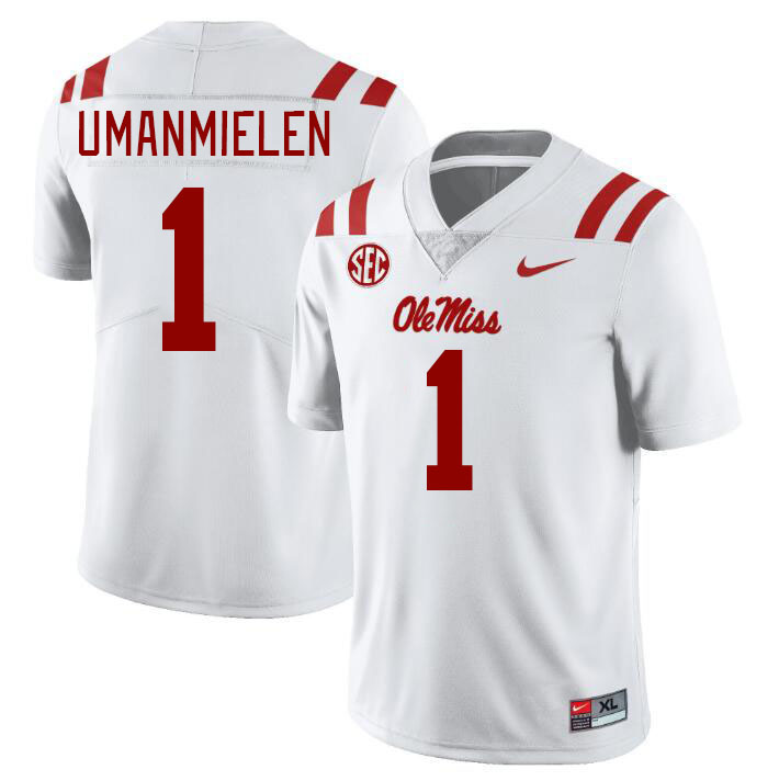Men #1 Princely Umanmielen Ole Miss Rebels College Football Jerseys Stitched-White